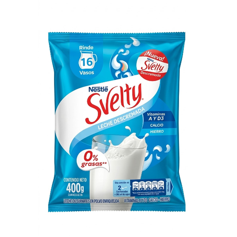 LECHE EN POLVO DESCREMADA SVELTY 400GR